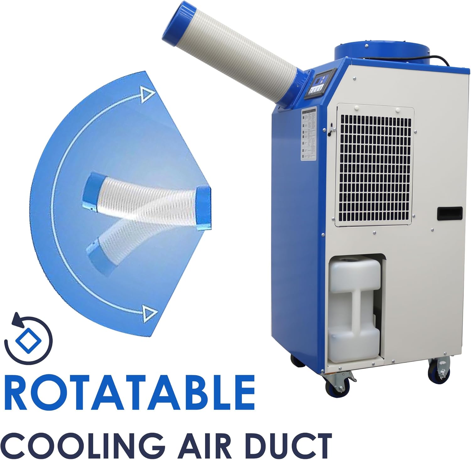 11900 BTU Industrial Portable Air Conditioner Single Nozzle Mobile Spot Cooler with 3.7 Gal Water Tank Automatic Control 480m³/h 110V 1400W