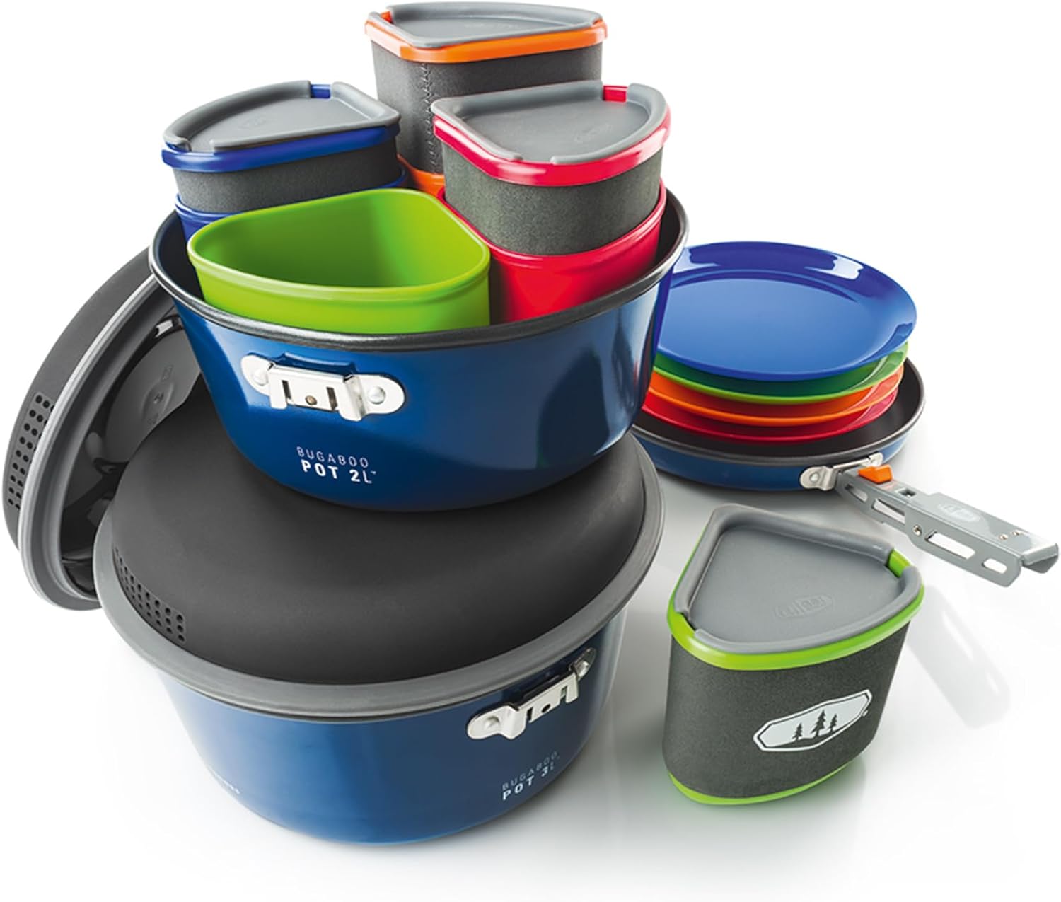 GSI Outdoors Bugaboo Camper Advanced Cookset – Ceramic Non-Stick Coated, Includes 3L & 2L Pots, 9