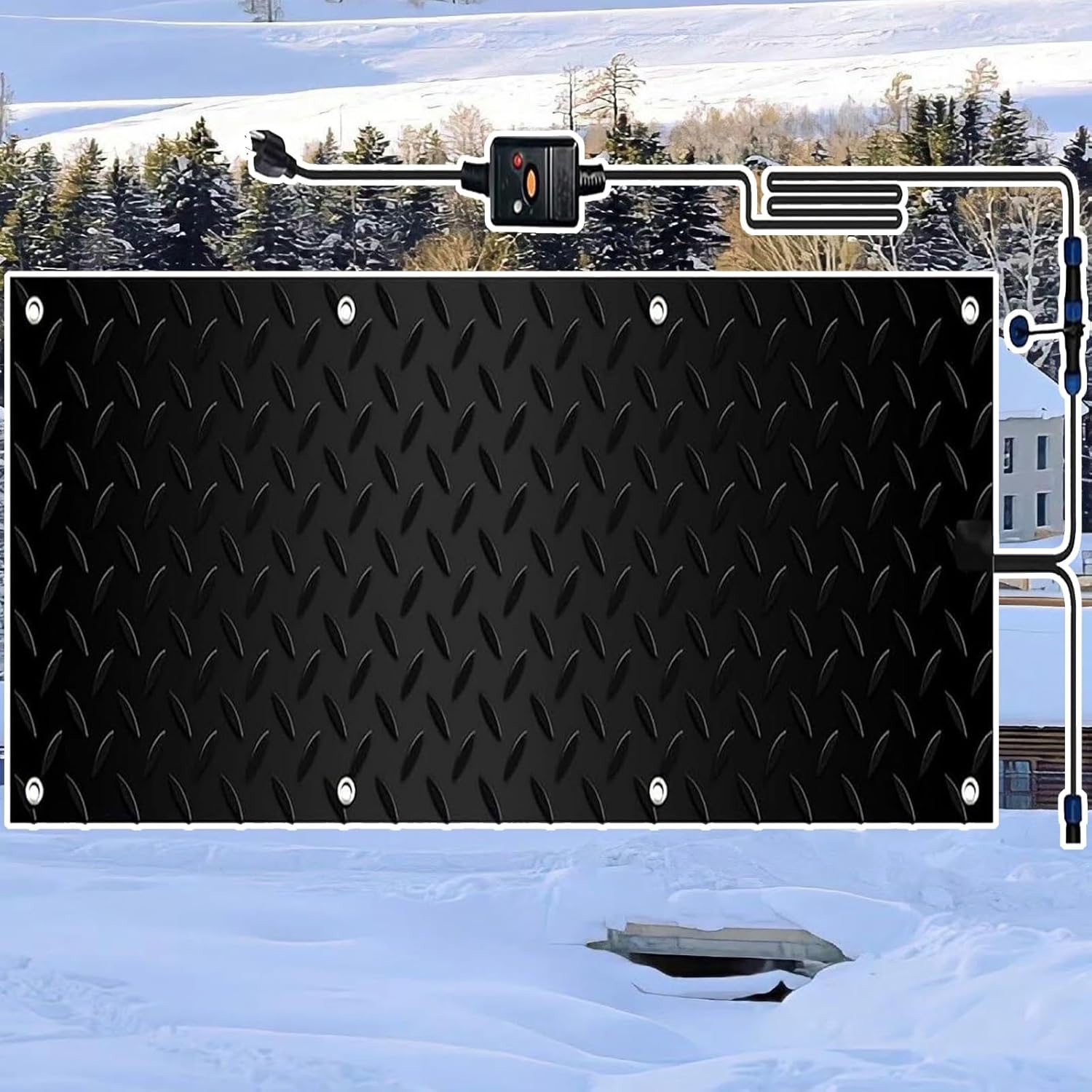 Snow Melting Walkway Mats for Entrances, Heated Snow Melting Mats Outdoor Non-Slip Rubber Heated Mats with Power Cord for Snow and Valleys, Melts at 2 Inches/Hour - Heated Door Mats(1 Pcs,30x90cm/12x3