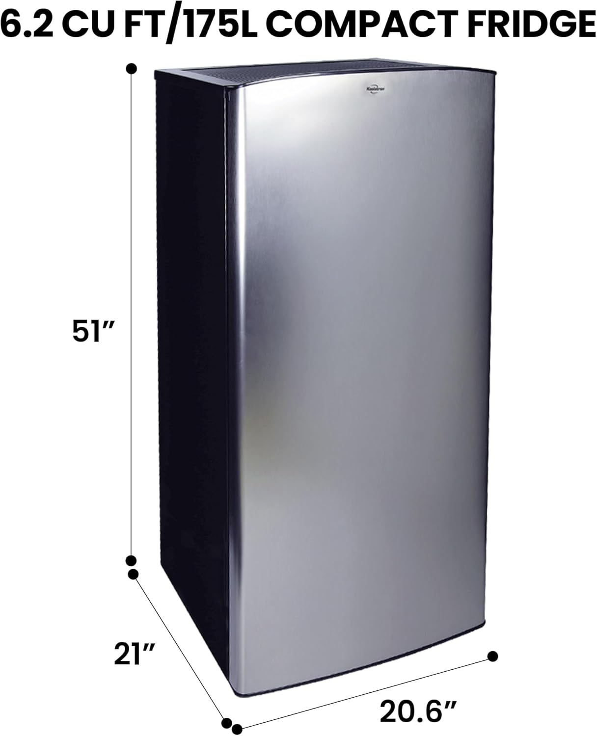 Koolatron Mini Fridge W/Freezer 6.2 Cu Ft Small Refrigerator for Dorm, Office, Bedroom, Home - Beer Fridge, Stainless Steel