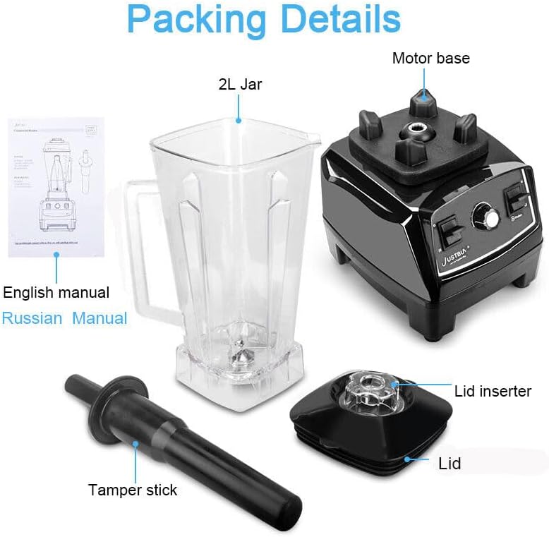 Xuthusman 3HP 2 Liter Professional Milkshake & Fresh Juice Blender - Heavy Duty Commercial Power Blender - Smoothie Mixer - 2200W - Black