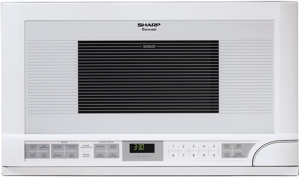 Sharp R1211TY 1-1/2-Cubic Feet 1100-Watt Over-the-Counter Microwave, White