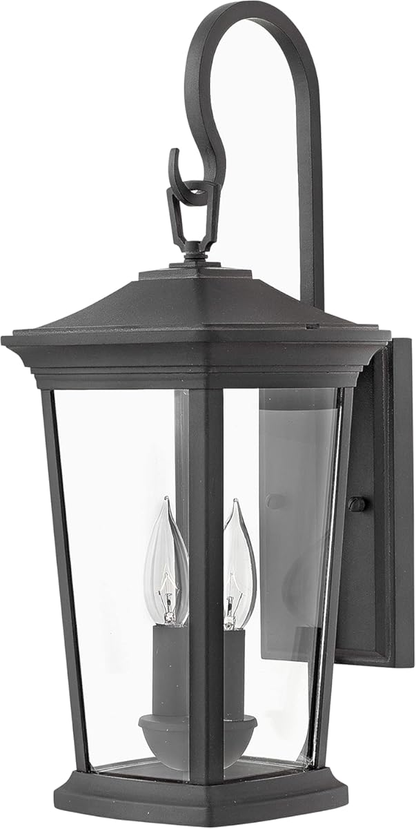 Hinkley Bromley Medium LED Wall Mount Lantern, Museum Black, 120V – Add Security to Porches, Patios, Exterior Spaces with Durable LED Outdoor Lighting, Includes 2-5w Cand. LED Lamps, 2364MB-LL