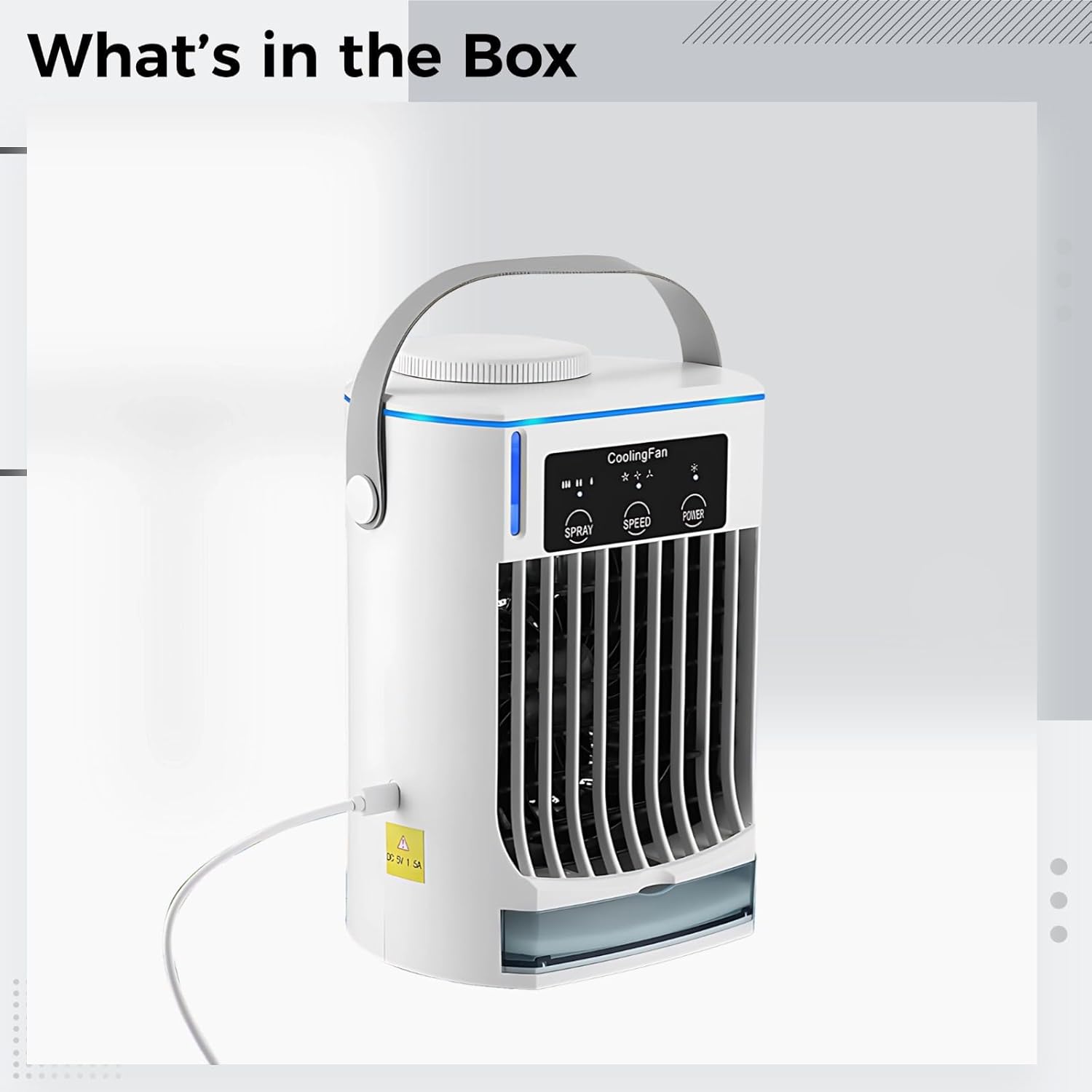 Air Conditioner For Desk, Usb-Operated Quiet 3-Speed Fan, 500 Ml Water Tank, Adjustable Mist & Type-C Charging Suitable For Bedroom Or Office