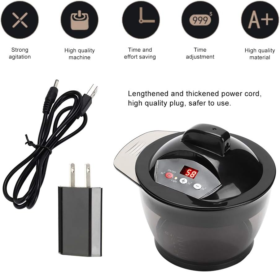 Electric Mixer, Electric Blender, with Scales Mixing Bowl, US Plug Automatic Dye Cream Blender for Hair Salon Home