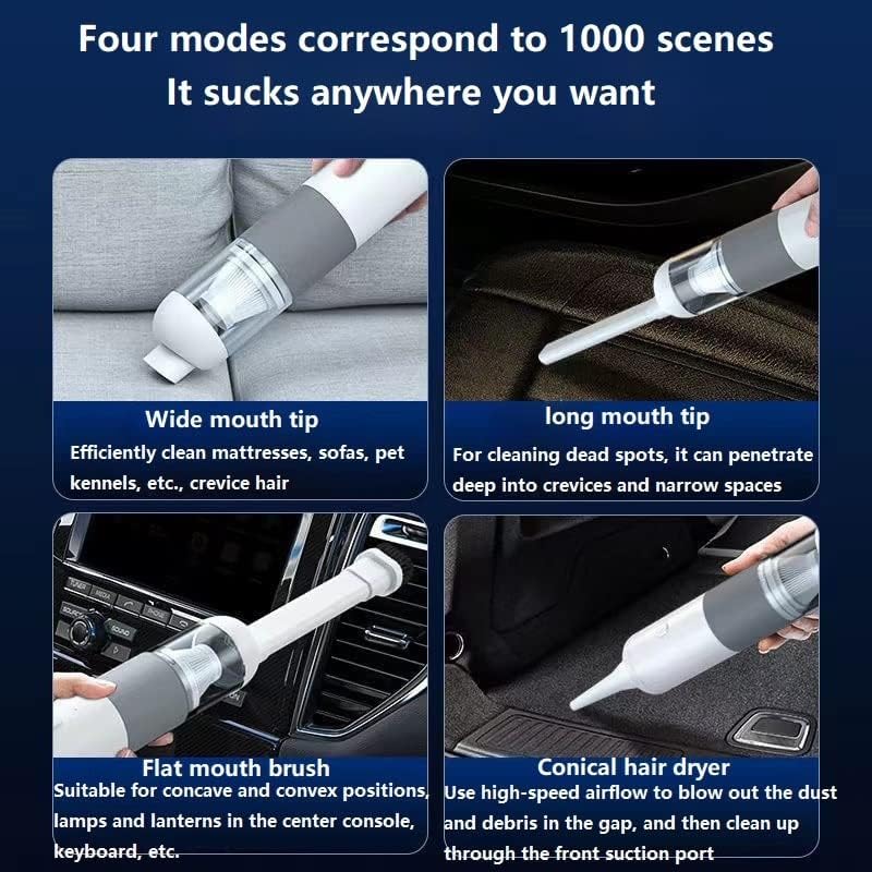 Hand Held Vacuum, WirelessVacuum Cleaner Cordless Handheld Vacuum Home Dual Use Vacuum Cleaner with Built-in Battrery (Color : White Orange)