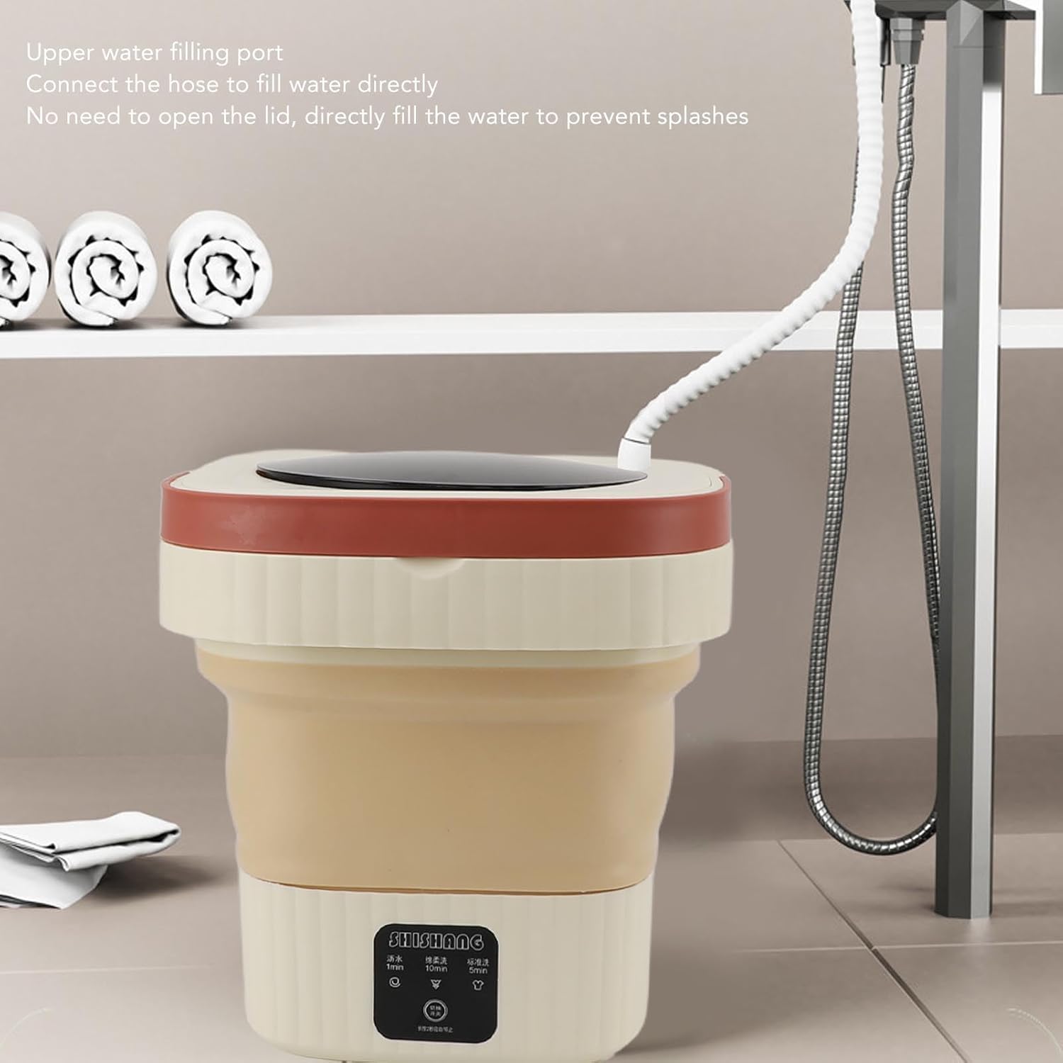 Portable Washing Machine, 10.5L Folding Mini Washer with Soft Spin Drying and Drain Pipe, Full Automatic Mini Washer for Apartments, Dormitories, Hotels