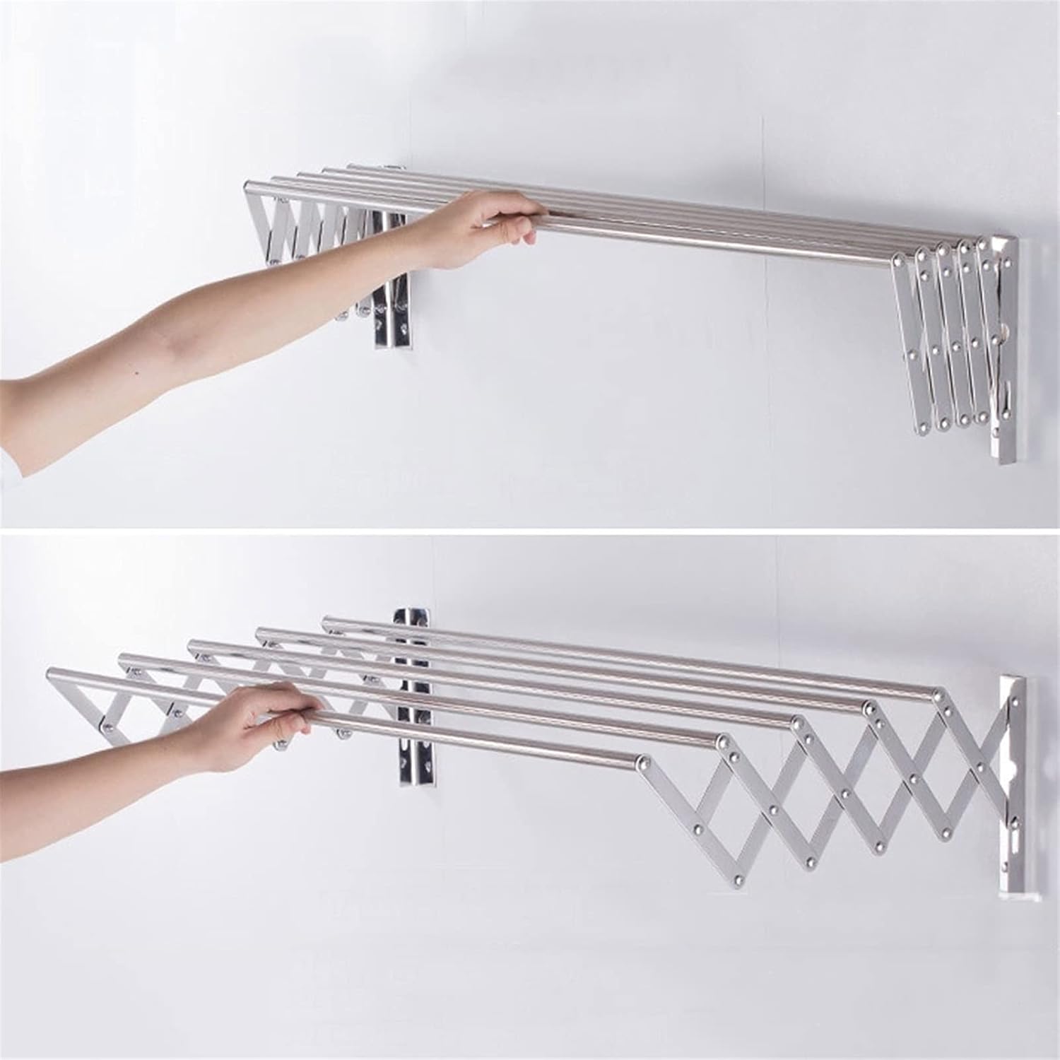Stainless Steel Wall Mounted Clothes Drying Rack with Retractable Design Space Saving Large Capacity Towel Dryer