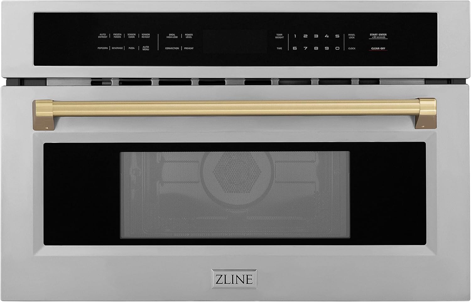 ZLINE Autograph Edition 30” 1.6 cu ft. Built-in Convection Microwave Oven in Stainless Steel and Champagne Bronze Accents