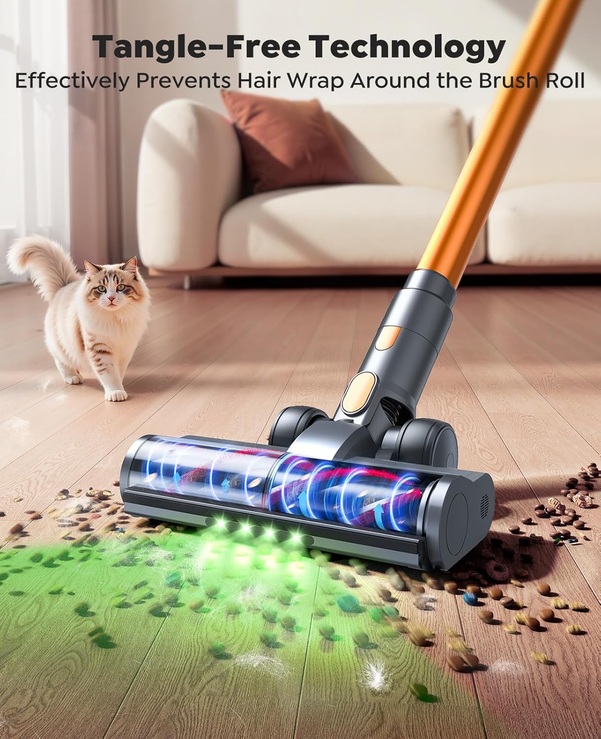 Cordless Vacuum Cleaner,600W 50KPa 65Mins Vacuum Cleaners for Home,Stick Vacuum with LED Touch Screen,Wall Mount Charging,Self-Standing Cordless Vacuum for Pet Hair/Carpet/Hard Floor/Car
