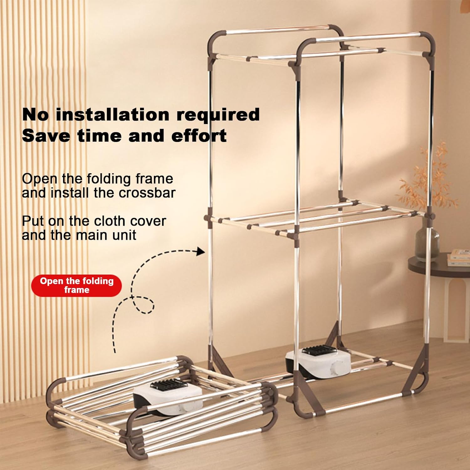 Electric Clothes Dryer Travel Dryer,Heated Clothes Drying Rack,Indoor Foldable Electric Clothes Airer Drying Rack,Temperature Controller for Home Appartments,Families,Dormitories 5 L