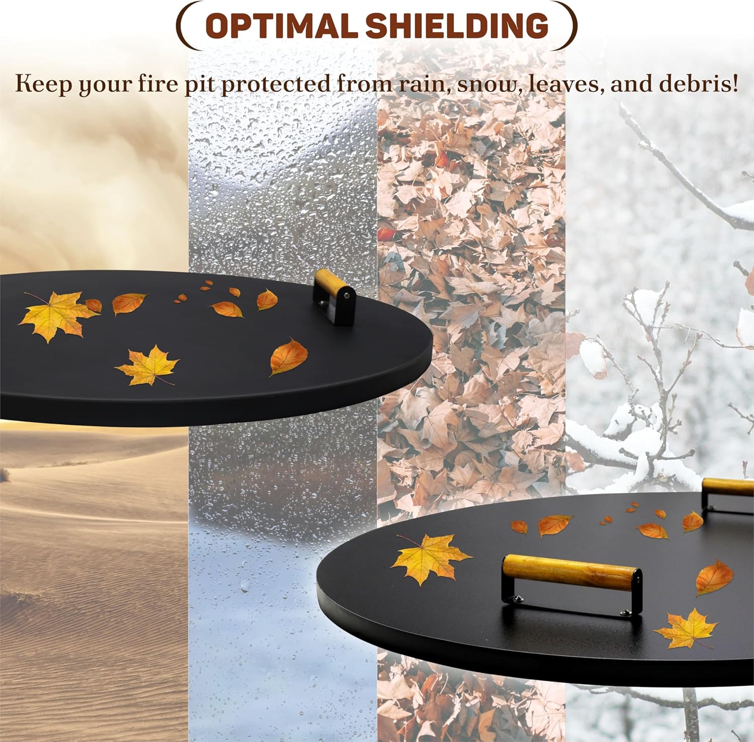 FEBTECH 31 inch Round Fire Pit Cover - 16 Gauge Carbon Steel Fire Pit Lid with Heat Resistant Coating - Perfect for Fire Pit Inside up to 29 Inches - Protect Firepit from Outdoor Eliments