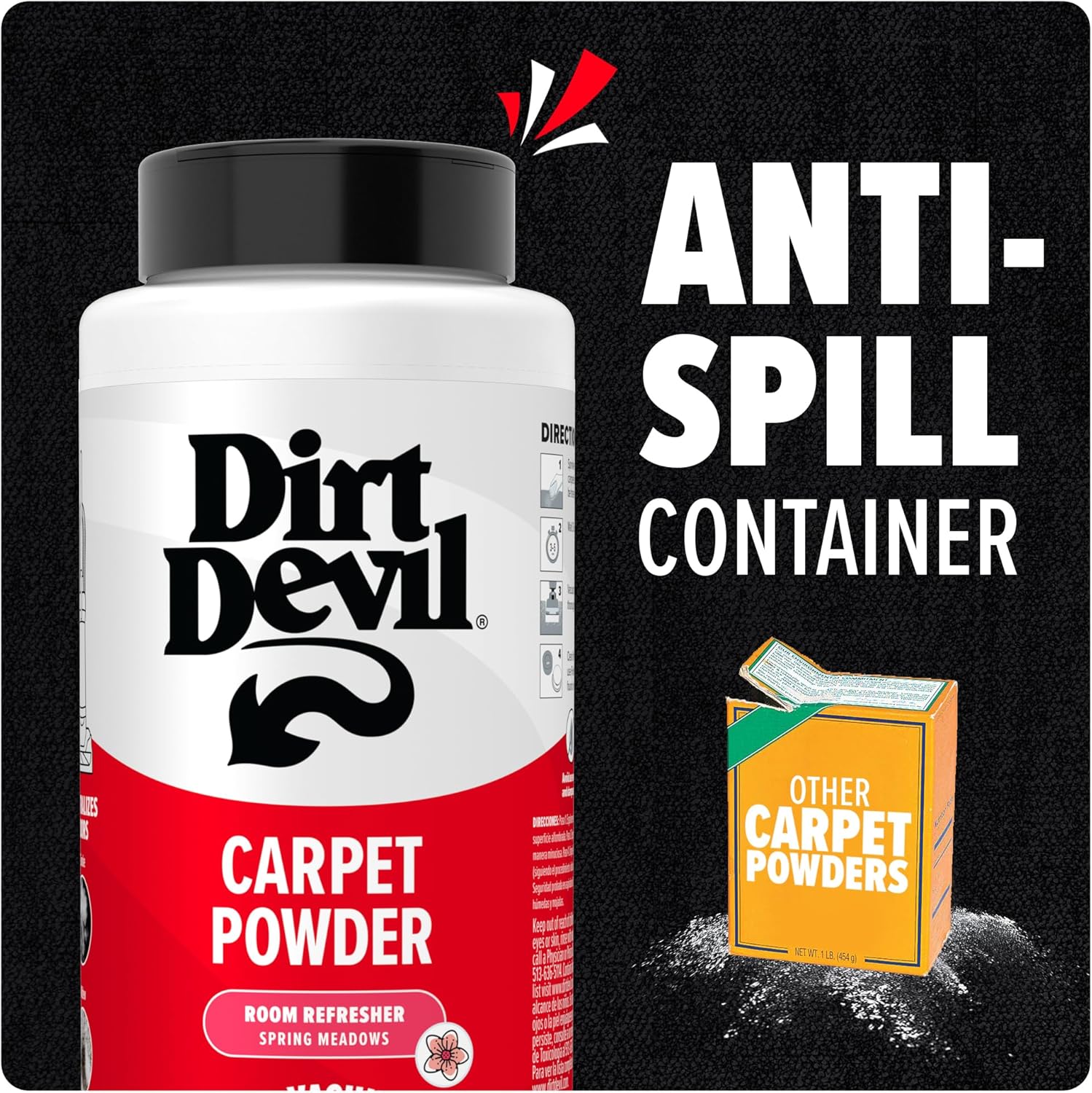 Dirt Devil Multi-Surface Extended Reach+ Bagless Upright Vacuum Cleaner Machine, UD76300V + 32 oz Carpet Powder, Room Refresher, Odor Eliminator, Spring Meadows Scent, AD31210