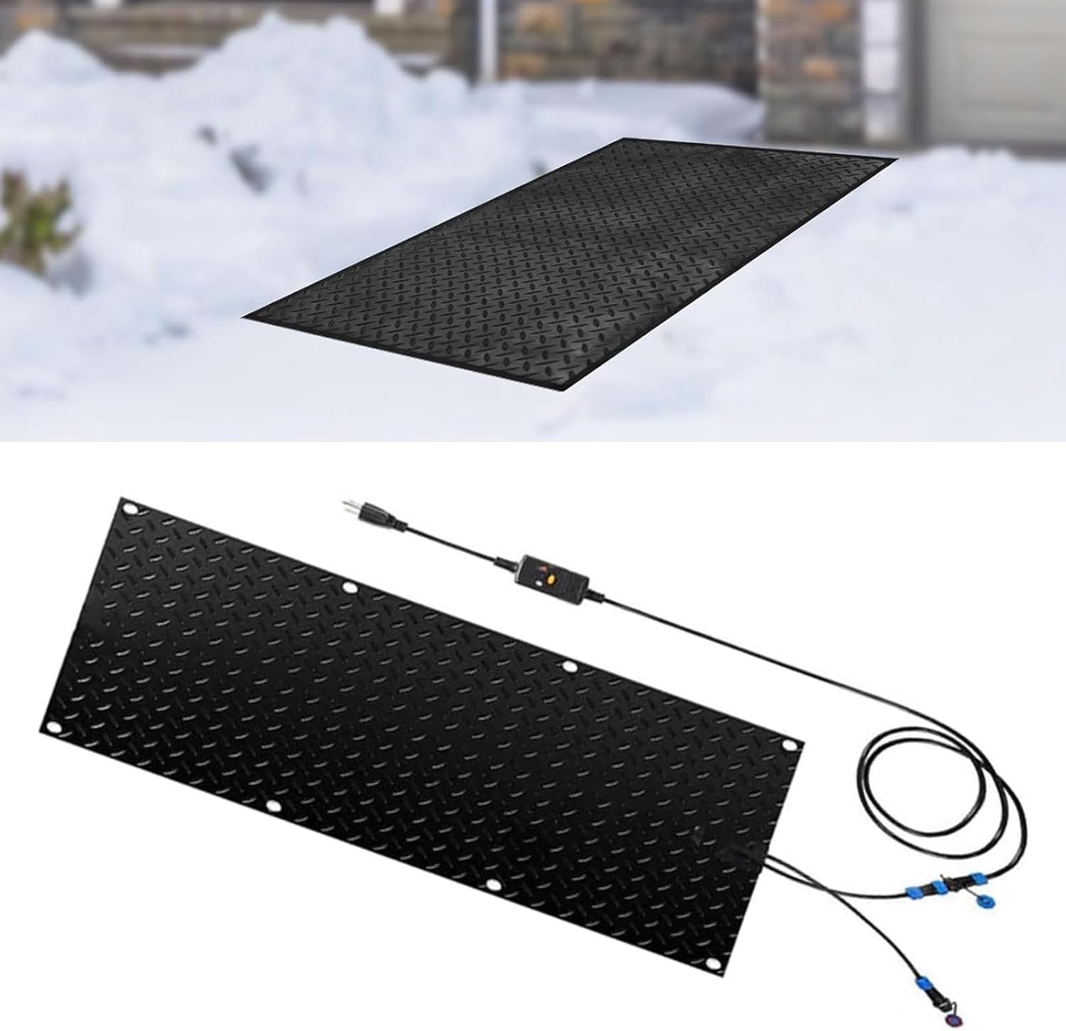 Heated Snow Melting and ice Melting mats, 1/2/3/4/5 Pieces of Snow Melting Heated Walkway mats, Winter Outdoor Stairs Non-Slip Heated Entrance mats, with Power Cord(1 Pcs,30x90cm/12x36in)