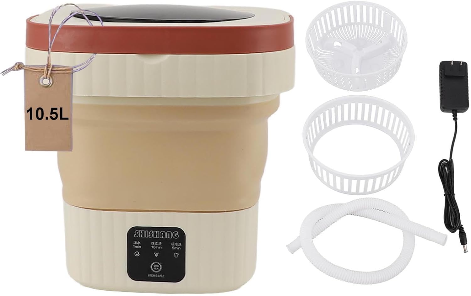 Portable Washing Machine, 10.5L Folding Mini Washer with Soft Spin Drying and Drain Pipe, Full Automatic Mini Washer for Apartments, Dormitories, Hotels