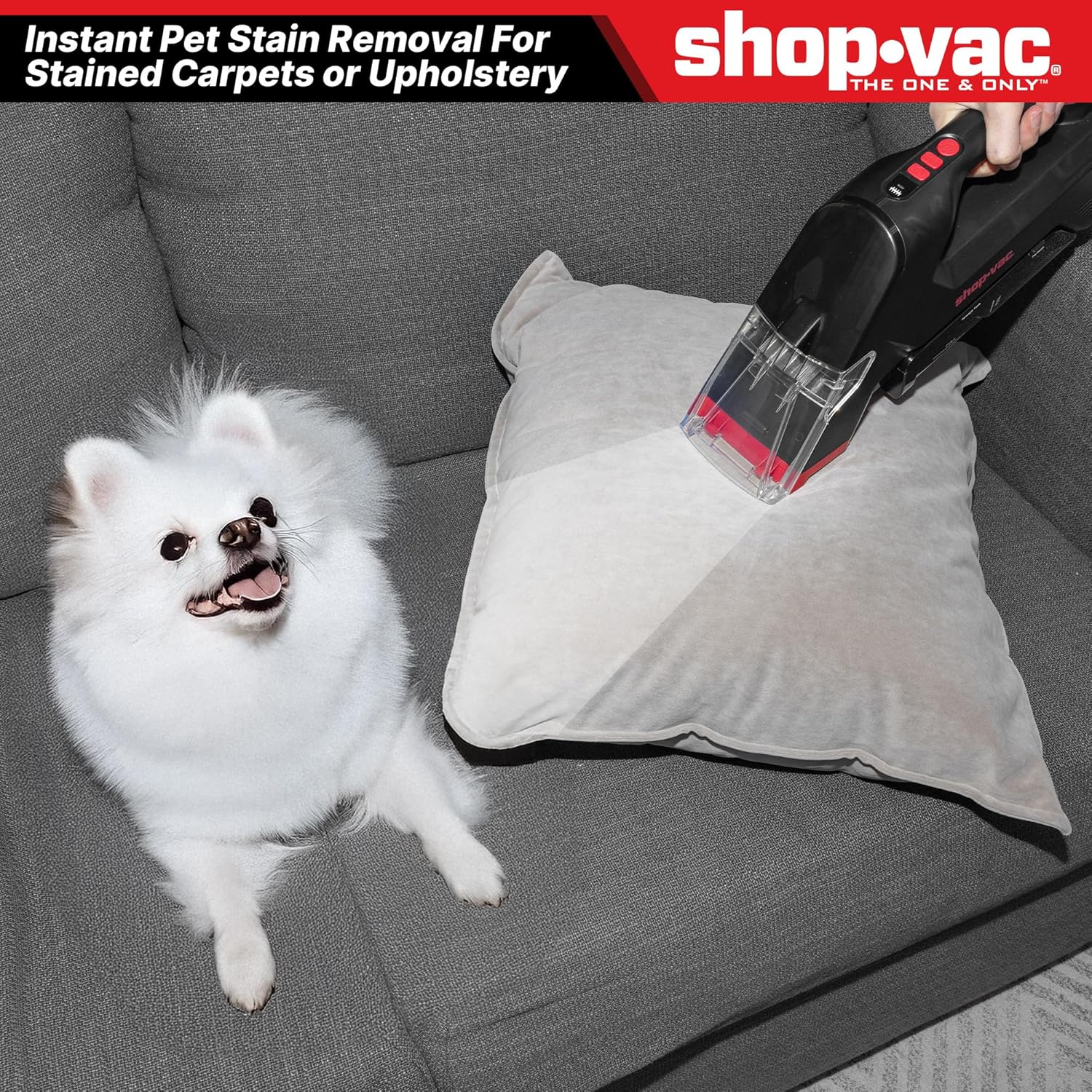 Shop-Vac 3-in-1 Cordless Spot Cleaner, Handheld Upholstery Cleaner with Spray, Rolling Brush and 5.5kPa Suction, 2 Water Tanks, USB-C Rechargeable