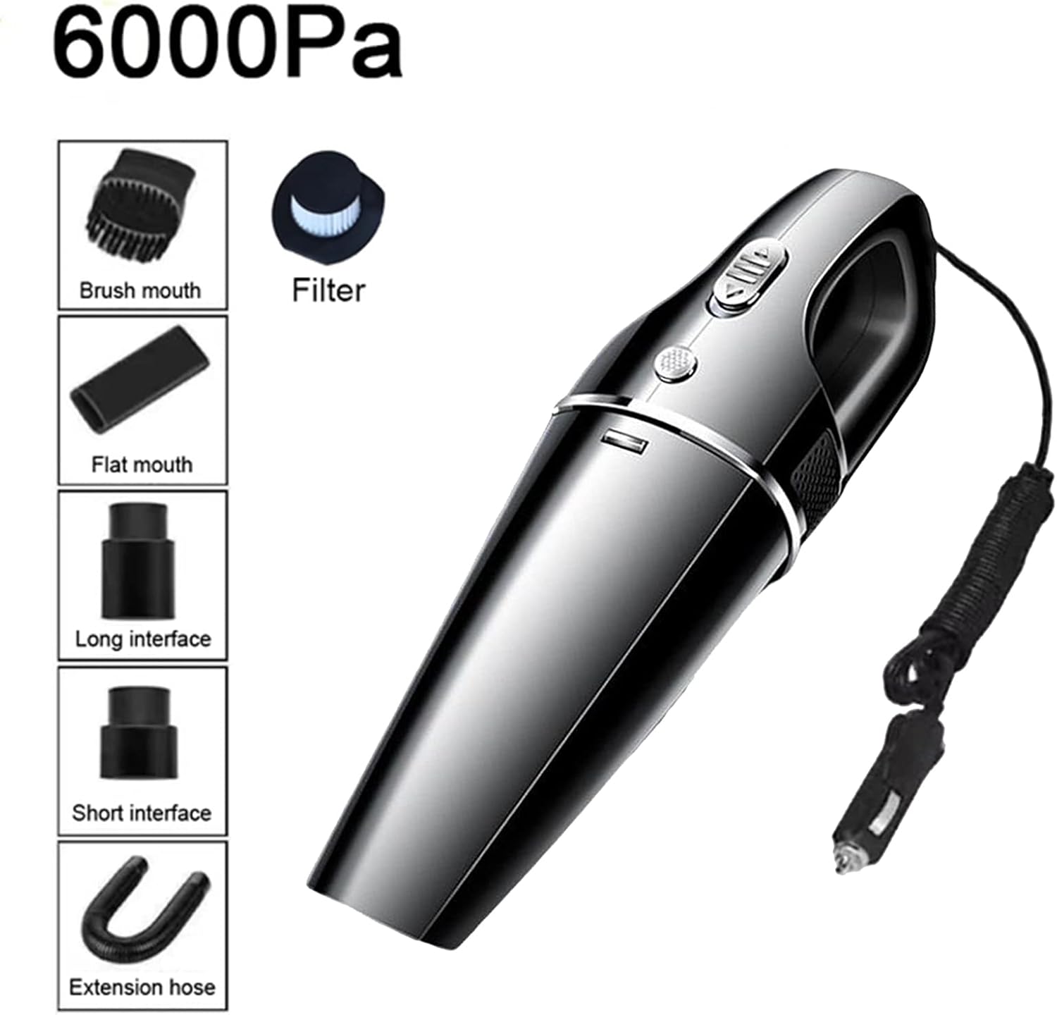 Powerful Suction Car Vacuum Cleaner Rechargeable Light Weight Hand Held Vacuuming Cordless for Car, Home, Pet, Office,White,Wired