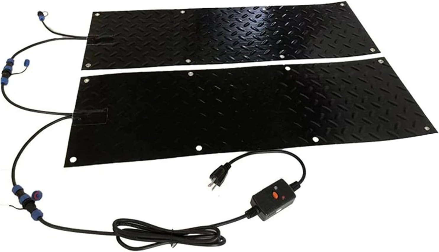 2 Pcs Snow Melting Walkway Mat, 10x48 inch Anti-Slip Rubber Heated Stair Mat,Snow and Ice Heated Pad for Winter Outdoor Stairs, Steps, Doorways, Walkways, Driveway,2 in/h Melting Speed