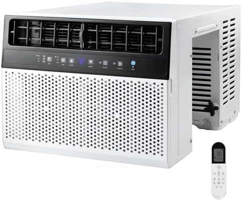 U-shaped Window Air Conditioner, 12000 BTU Window AC Unit Cools Up 550 Sq.ft, Saddle Air Conditioner Window Unit with Cooling, Dehumidifier and 3 Fan Speeds, 24-hour Timer, Installation Kit