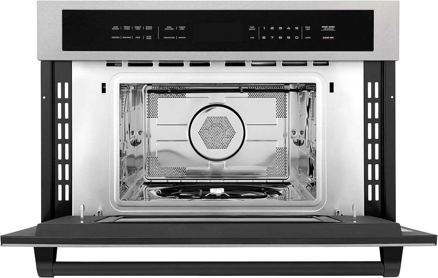 ZLINE Autograph Edition 30 in. 1.6 cu ft. Built-in Convection Microwave Oven in Satin Stainless Steel and Matte Black Accents (MWOZ-30-SS-MB)
