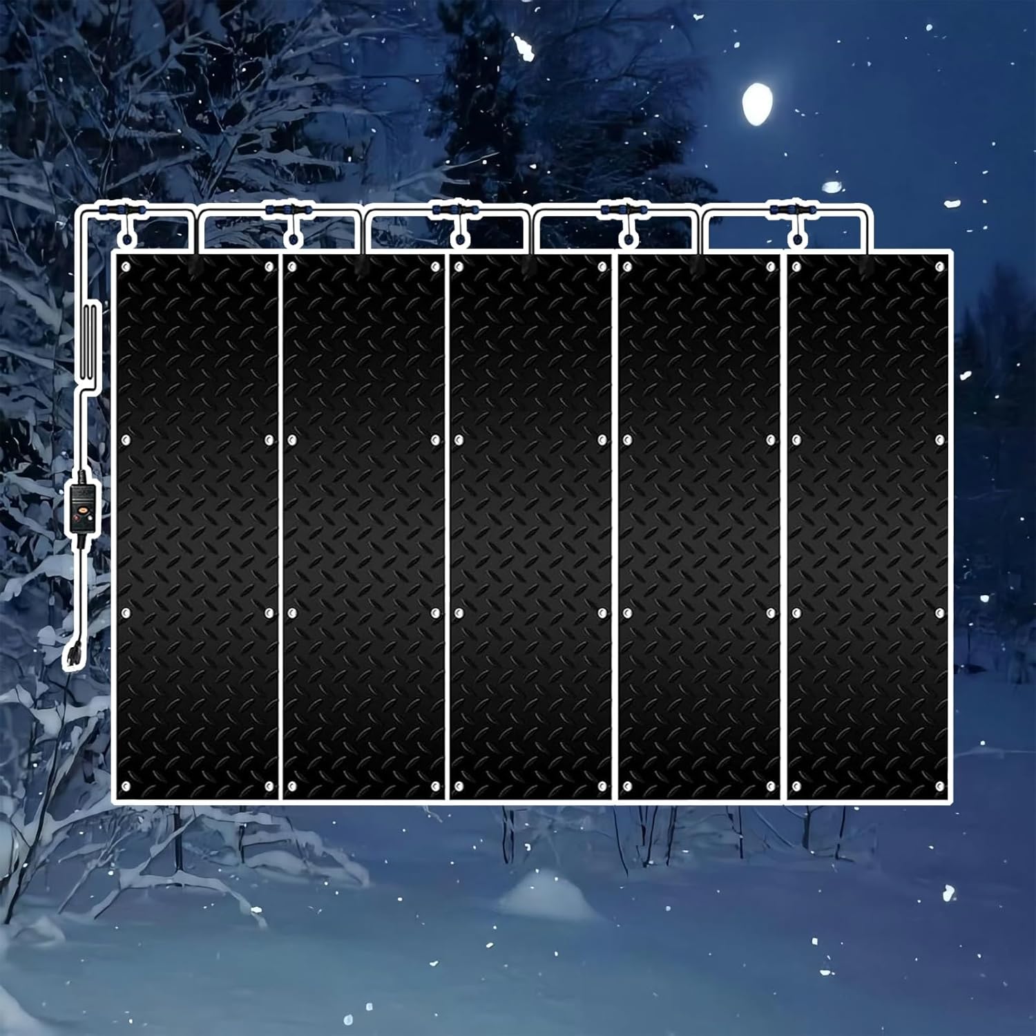 Heated snow and ice melting stair mats, outdoor heated snow and ice melting door mats, winter sidewalk heated outdoor mats, winter de-icing and ice melting products, anti-slip design(5 Pcs,30x150cm/12