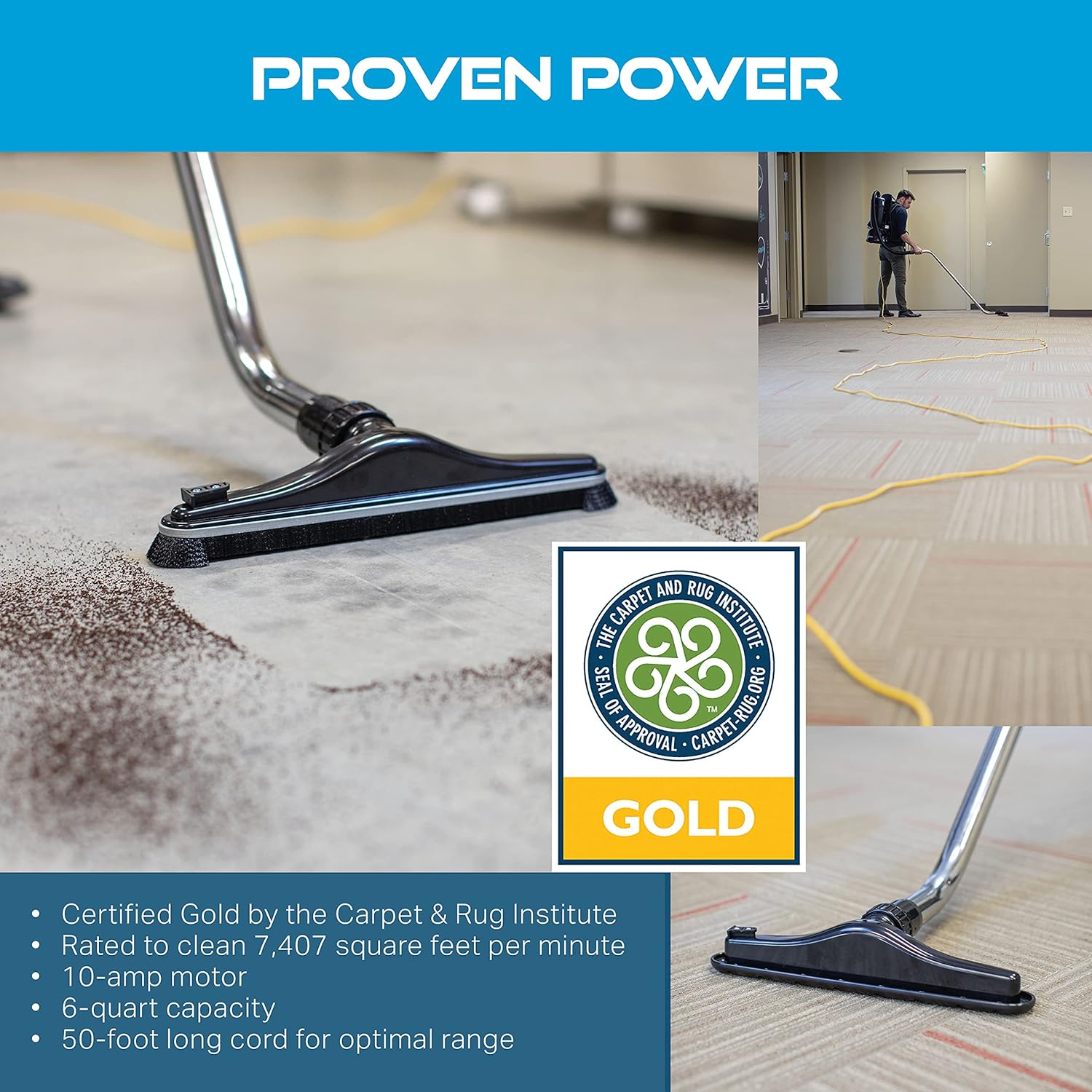 Powr-Flite Comfort Pro Backpack Vacuum Cleaner, 6 Quart Commercial Vacuum Cleaner with Premium Tool Kit, HEPA Vacuum, BP6S