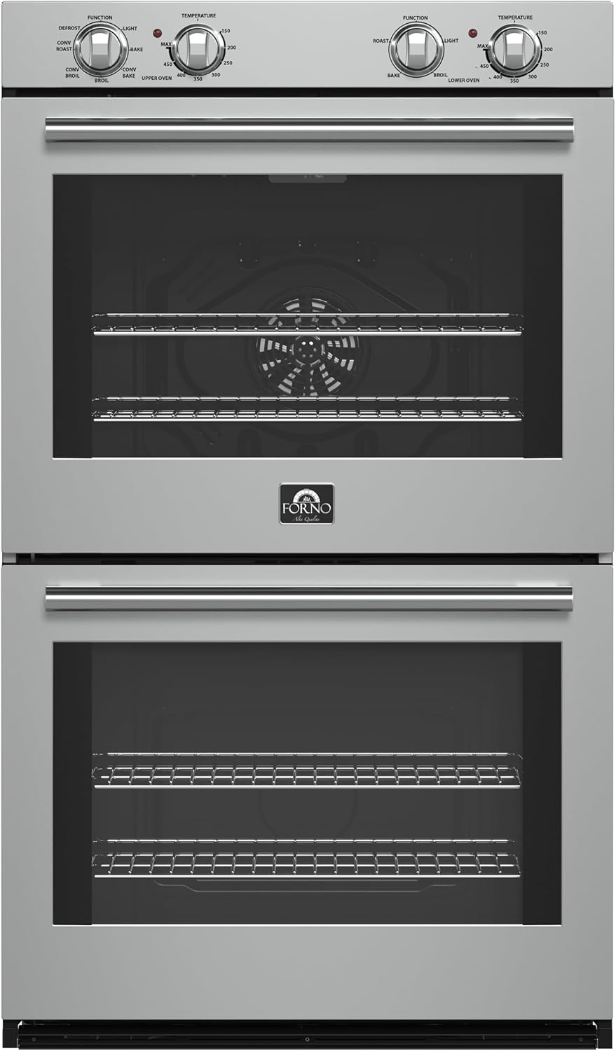 Forno Vomero 30-Inch Double Wall Oven – 10 Cu. Ft. Capacity, Stainless Steel, 7100W Convection, Mechanical Controls, Self-Cleaning Function