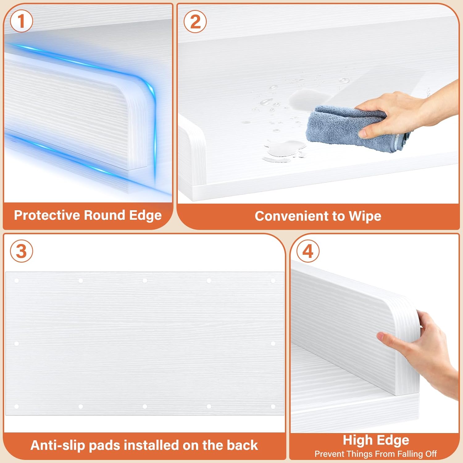 Aheaplus Washer and Dryer Countertop, Laundry Room Organization with Non-Slip Pads, Wood Shelf Topper with Round Corner Edge Rails, Folding Organizer for Laundry, 54