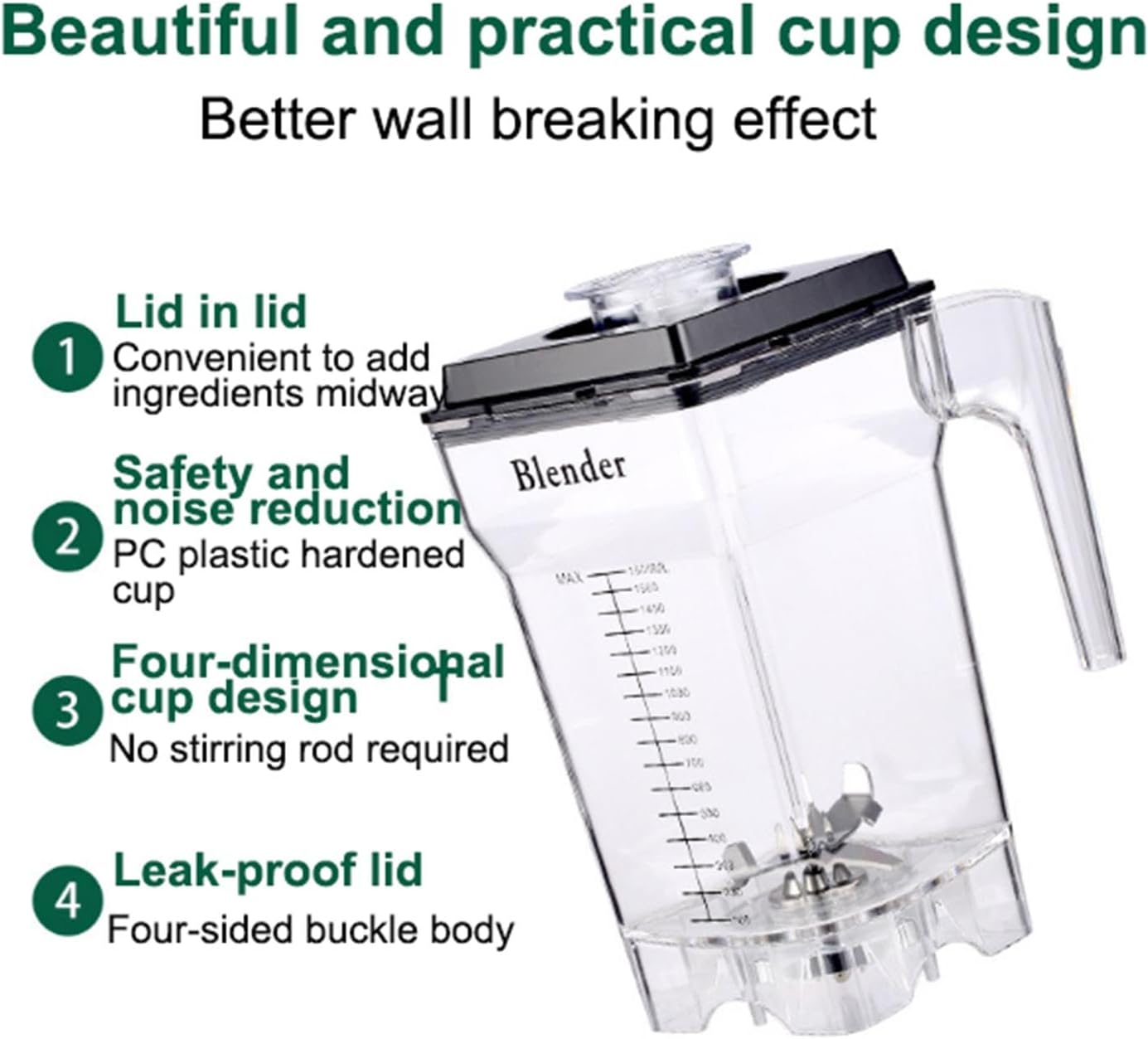 Multifunctional Smoothie Machine,Blender for Kitchen,Countertop Blender with Sound Shield, Commercial Blender for Party Activities, Family Gatherings,D