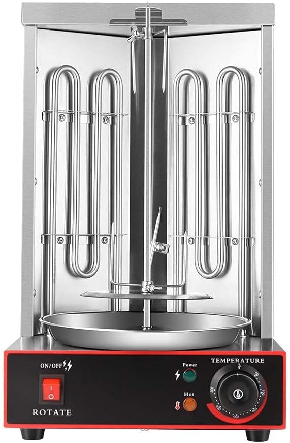 KnoRRs Electric Kebab Machine, 3000W Vertical Broiler Gyro Grill Machine Rotisserie Grill with Temperature 50-300 &Deg;C Adjustment, for Cooking Vegetable Barbecue Cookware Useful