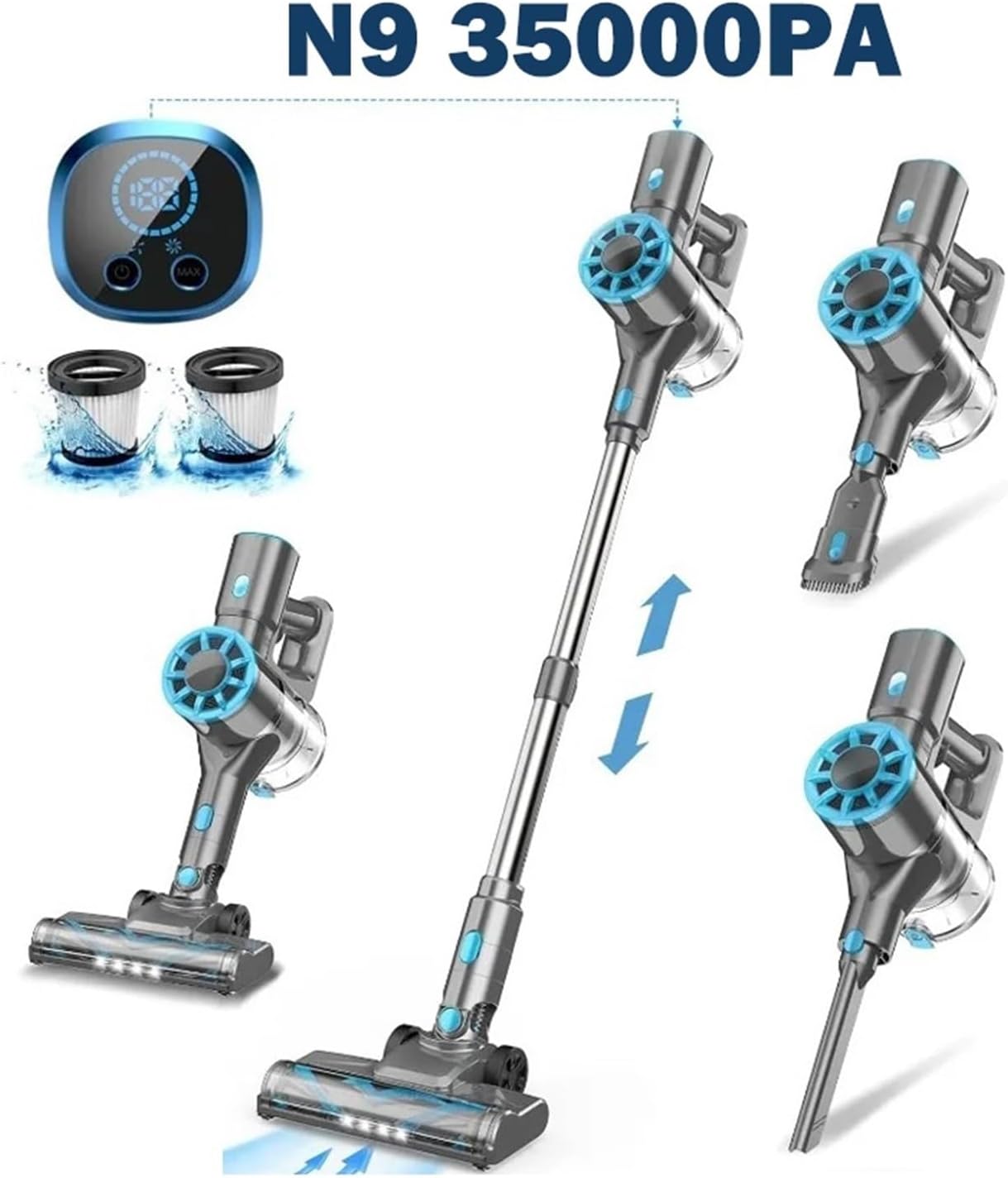 Compatible With TASVAC Cordless Vacuum Cleaner, 8-in-1 Lightweight Stick Vacuum, Self-Standing Design, LED Display For Carpet Hard Floor Pet Hair Home Car Cleaning