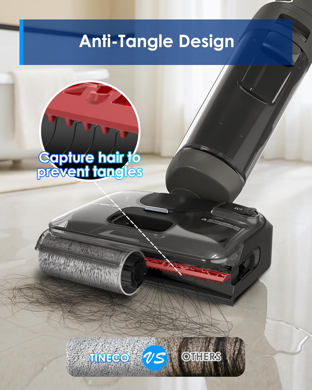 Tineco Floor ONE i6 Stretch Wet Dry Vacuum Cleaner, Vacuum & Mop All in One, 20kpa Powerful Suction, Up to 40 Minutes Runtime, 180° Lay-Flat, Anti-Tangle Design, Full-Path Self-Cleaning&185℉ Flashdry