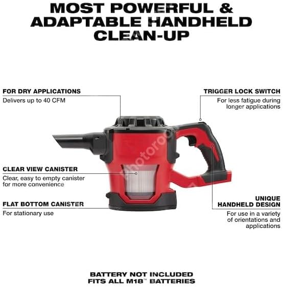 for 0882-20 Bagless M18 18-Volt Lithium-Ion Cordless HEPA Compact Handheld Vacuum (Tool-Only)