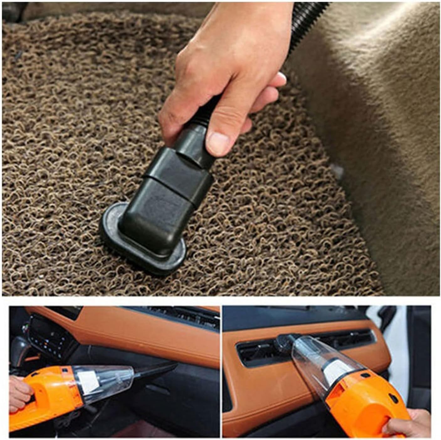 Hand Held Vacuum, 5m Car Mini Vacuum Cleaner Handheld Portable Wet and Dry Car Cleaning Tools (Color : Orange)