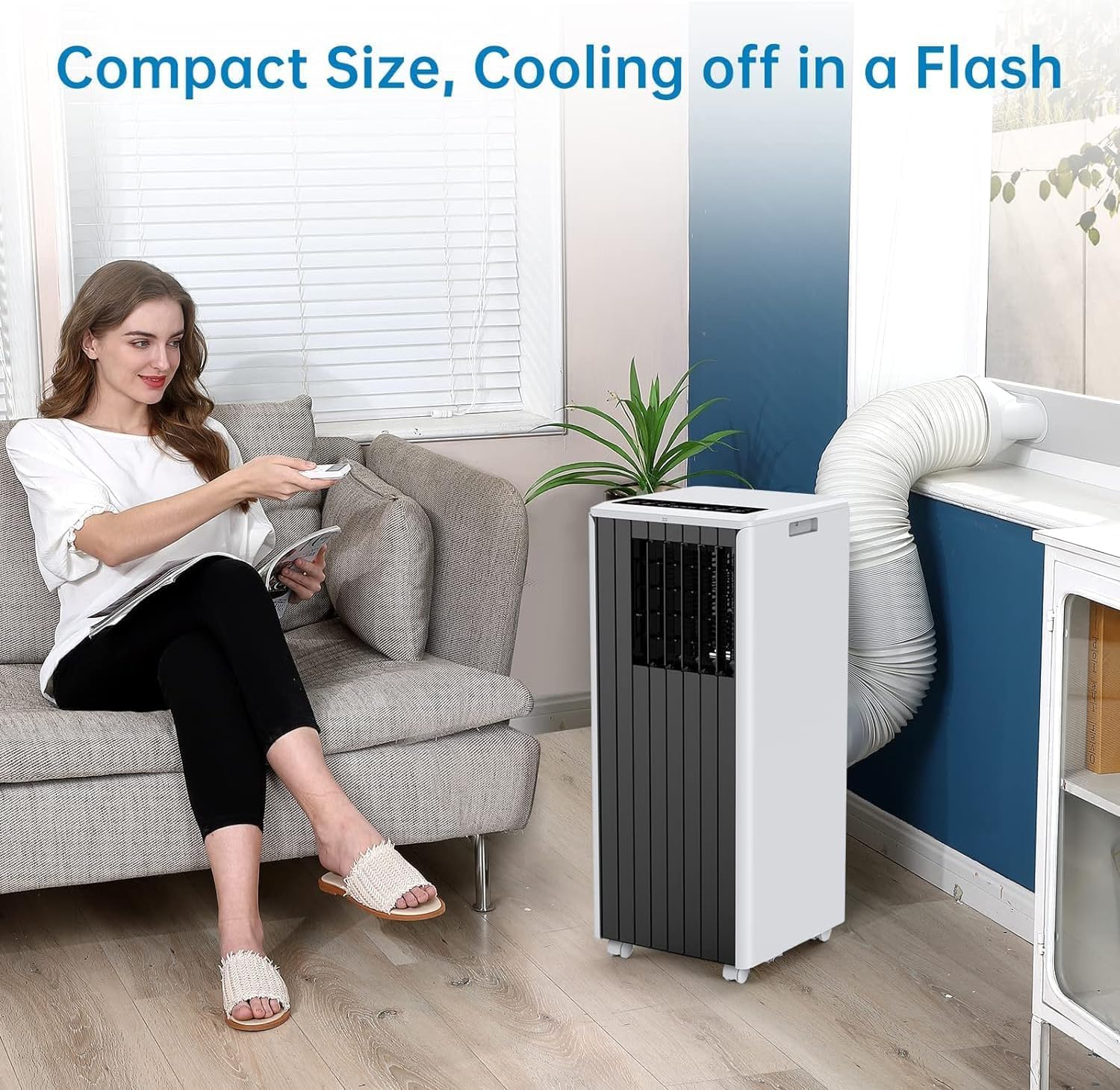 Portable Air Conditioners, 8000 BTU AC Unit with Remote Control, Energy Efficient Quiet Operation for Bedroom, Office, Dorm Rooms Up to 350 Sq. Ft, 24H Timer, Black