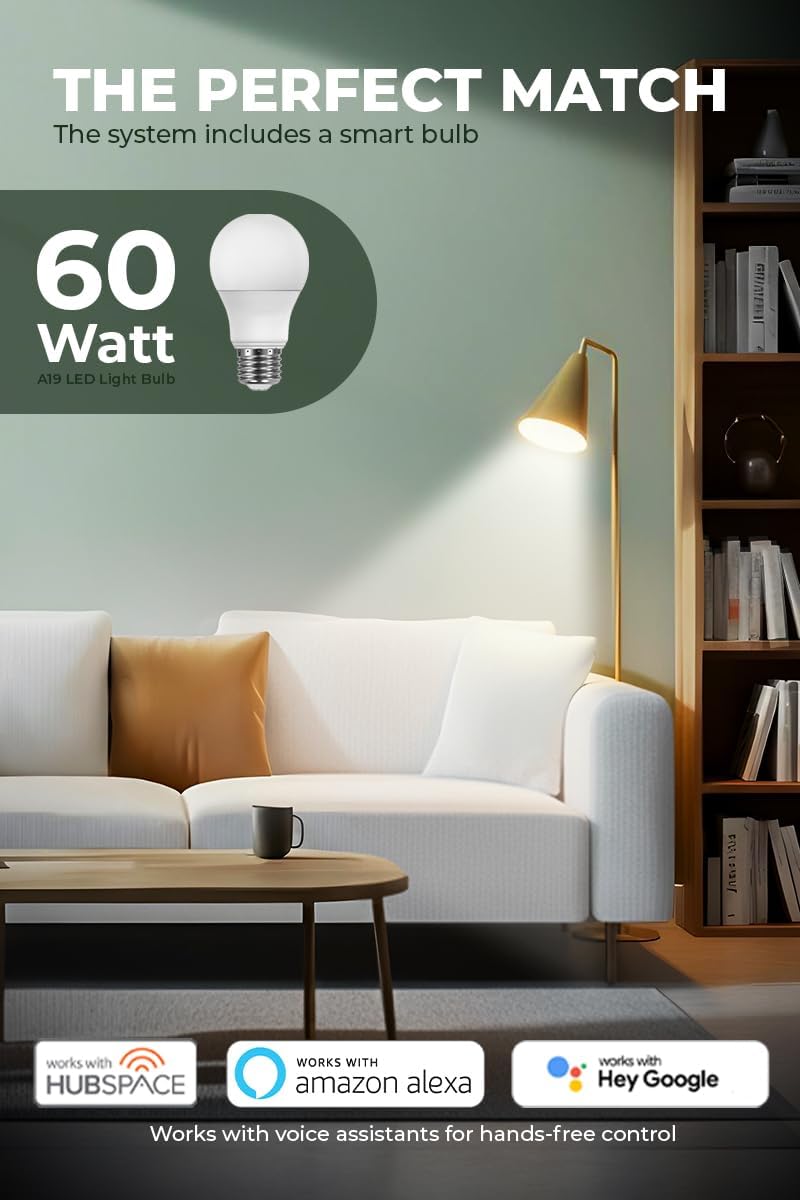 PG 30,000 BTU 2.5-Ton Mini-Split Inverter+ Heat Pump with WiFi, 220V/230V, Powerful Single-Zone AC & Heater for 1,300 Sq Ft | Includes Smart LED Bulb A19 with Voice Control & Google, Alexa