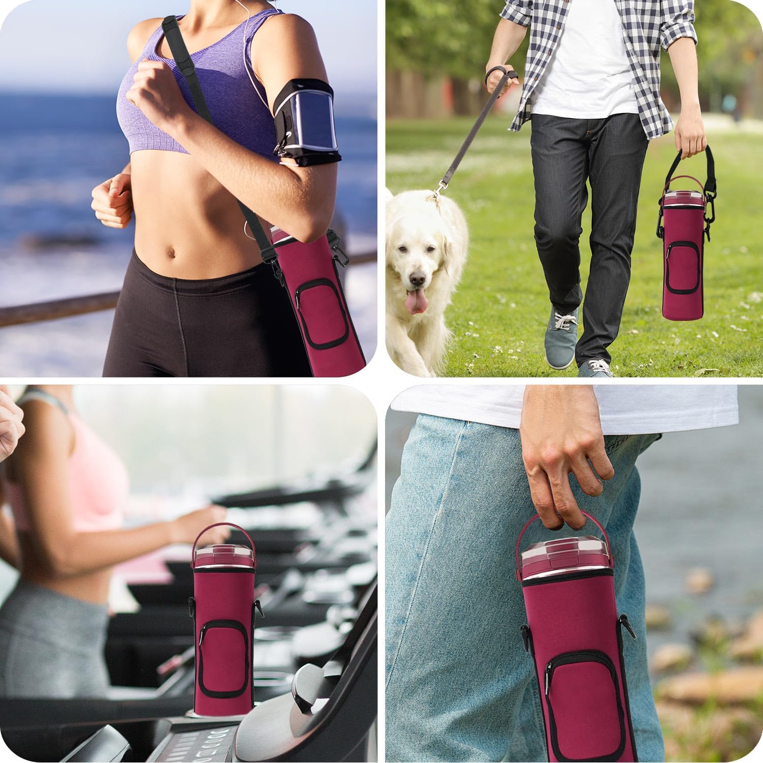 Storage Bag for Ninja Portable Blender Dust Cover Sleeve with Shoulder Strap, Accessory Pocket for Ninja BC151NV/BC51NV/BC151BK/BC151CR/BC151EM/ BC151PR/BC151WH/BC155PS Portable Blender (Burgundy)