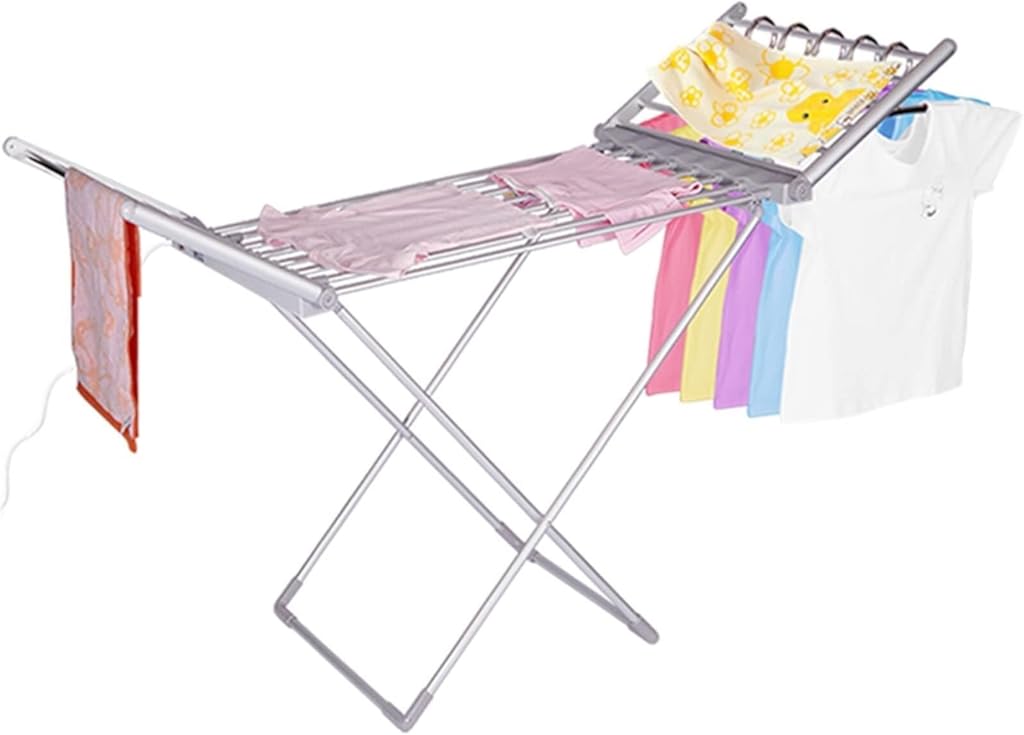 Heated Clothes Dryer Airer, Home Horse Rack Fast Laundry Drying Folding, Clothes Towel Warmer Drying Rack, X-Legs Stable Winged Drying Rack