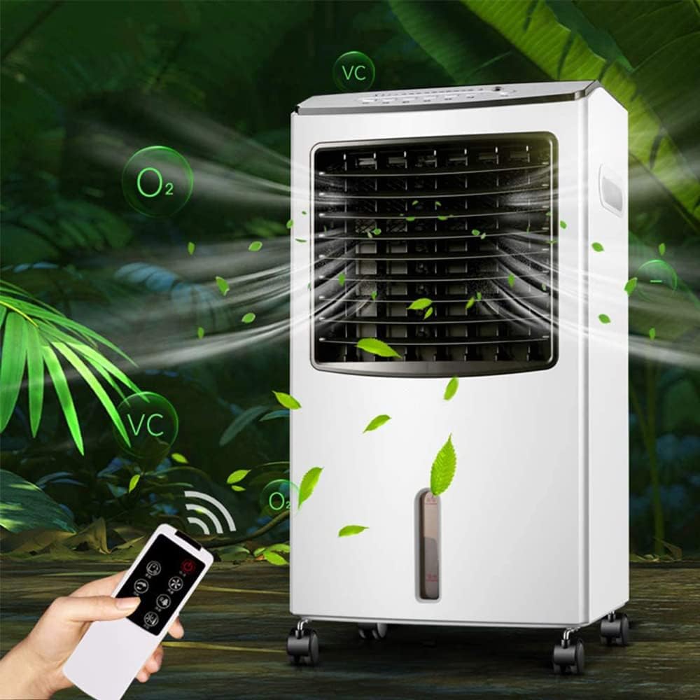 Heating Cooling Air Conditioning Fan, Portable Remote Control, Ice Pack, Humidification, 3 Speeds, 7.5 Hours Timer, for Room Home Office