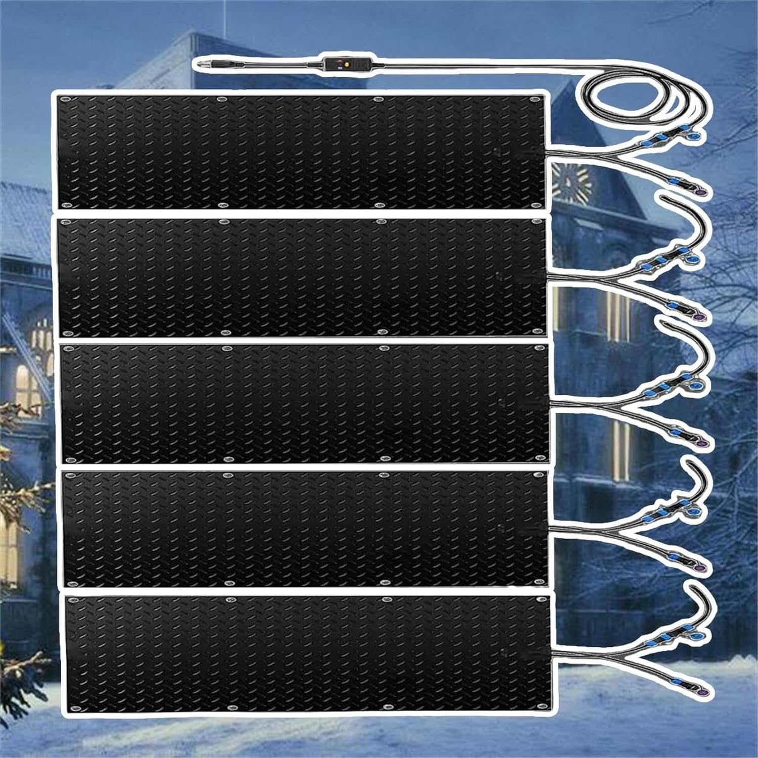 AMNOOL Snow Melting Walkway Mat Roof Heat Panel for Ice Dams Non Slip Rubber Heated Mat Black Roof Heated Outdoor Mats for Winter