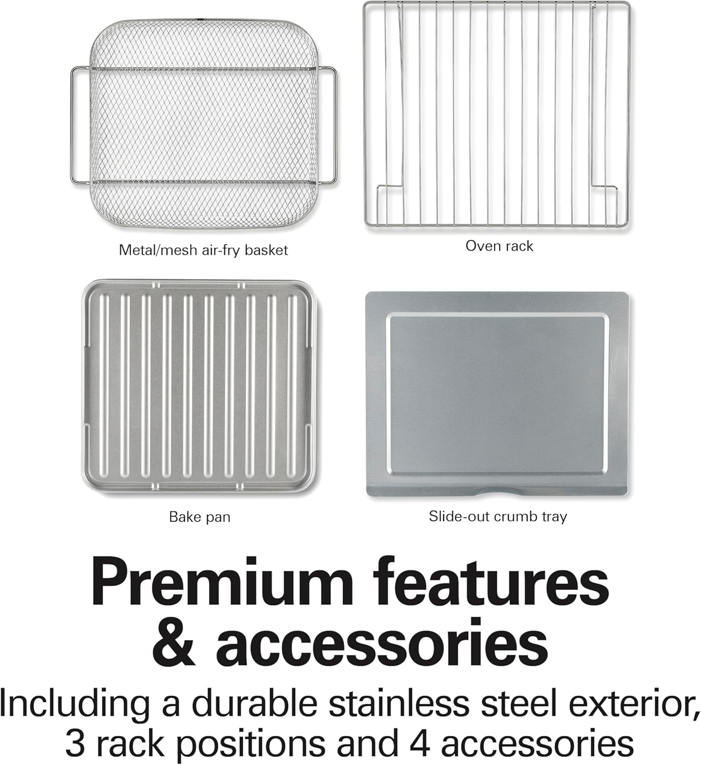 Hamilton Beach Sure Crisp 6-in-1 XL Digital Air Fryer Toaster Oven Combo, With Easy-Access French Doors, Bake, Broil, Toast, Pizza & Reheat Functions, 0.9 cu. ft. Capacity, Stainless Steel (31191)