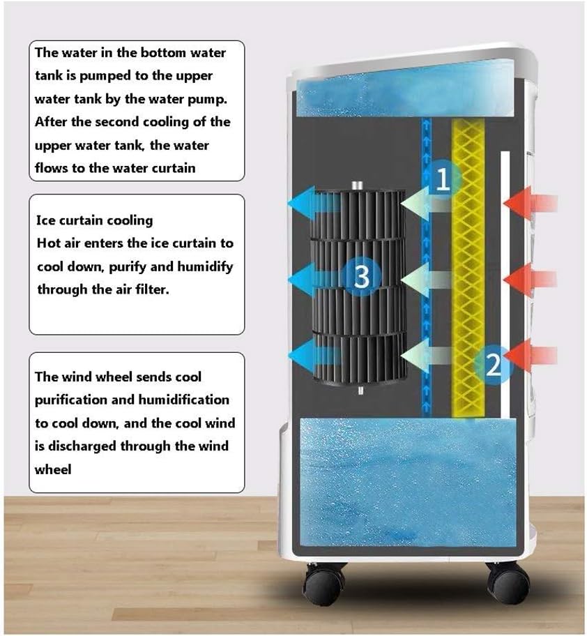 Air Cooler for Home Office Air Cooler Portable Air Conditioner, Air Cooler, LED Display With Remote Control, 3 Fan Speed, 24-hour Timer in Sleep Mode, 7.5H Timer, 3-in-1 Function
