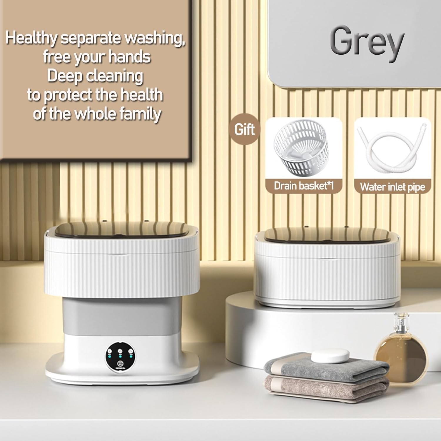 DELURA Portable Washing Machine-Foldable Mini Small Washer for Washing Small Clothes, Underwear or Small Items, Suitable for Apartment, Laundry, Camping, RV, Travel