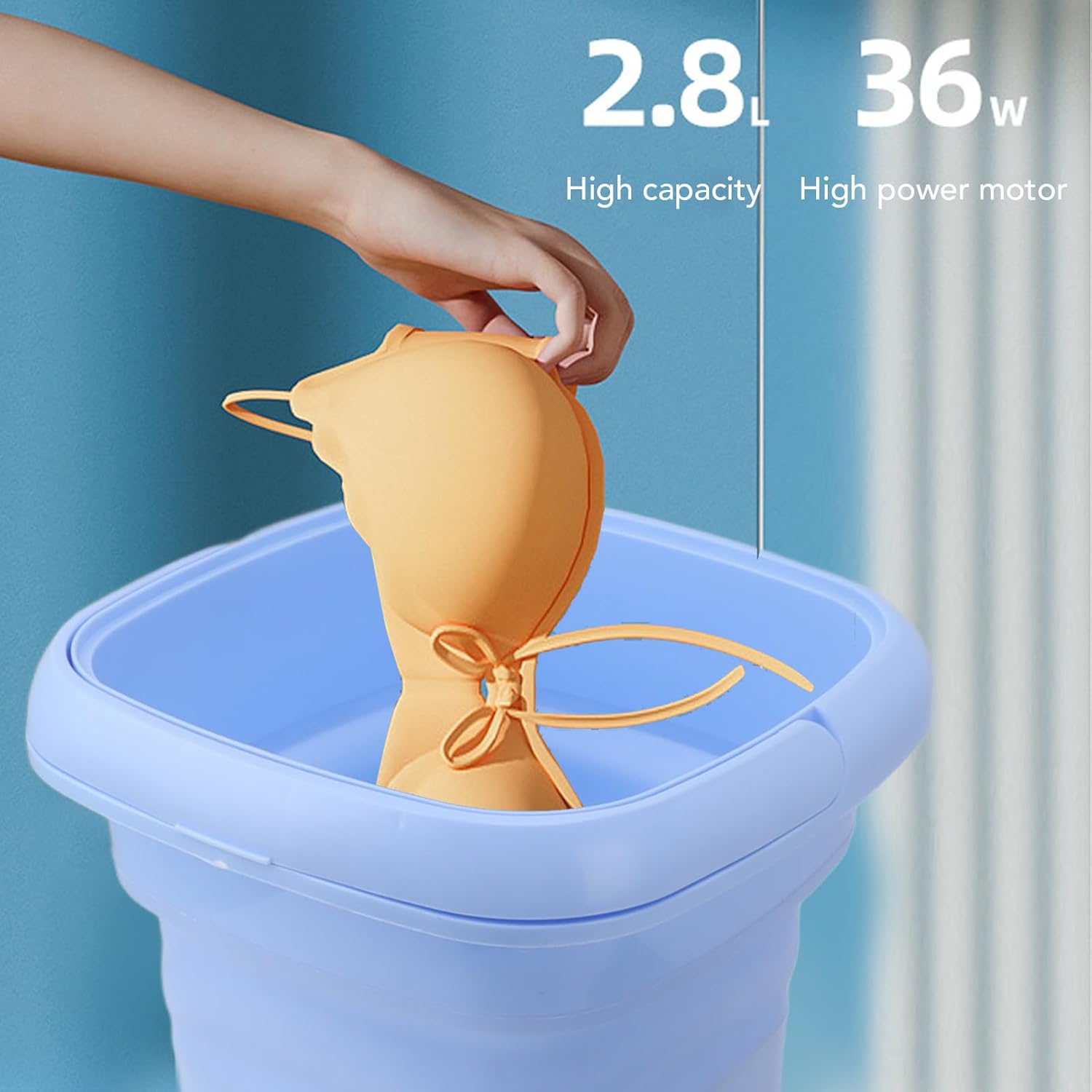 Jiawu Portable Washing Machine, Folding Washing Machine with Timer, Bucket Washer for Clothes Laundry, Underwear Washing Machine for Camping, RV, Travel, Collapsible Bucket Save Spaces (US Plug)