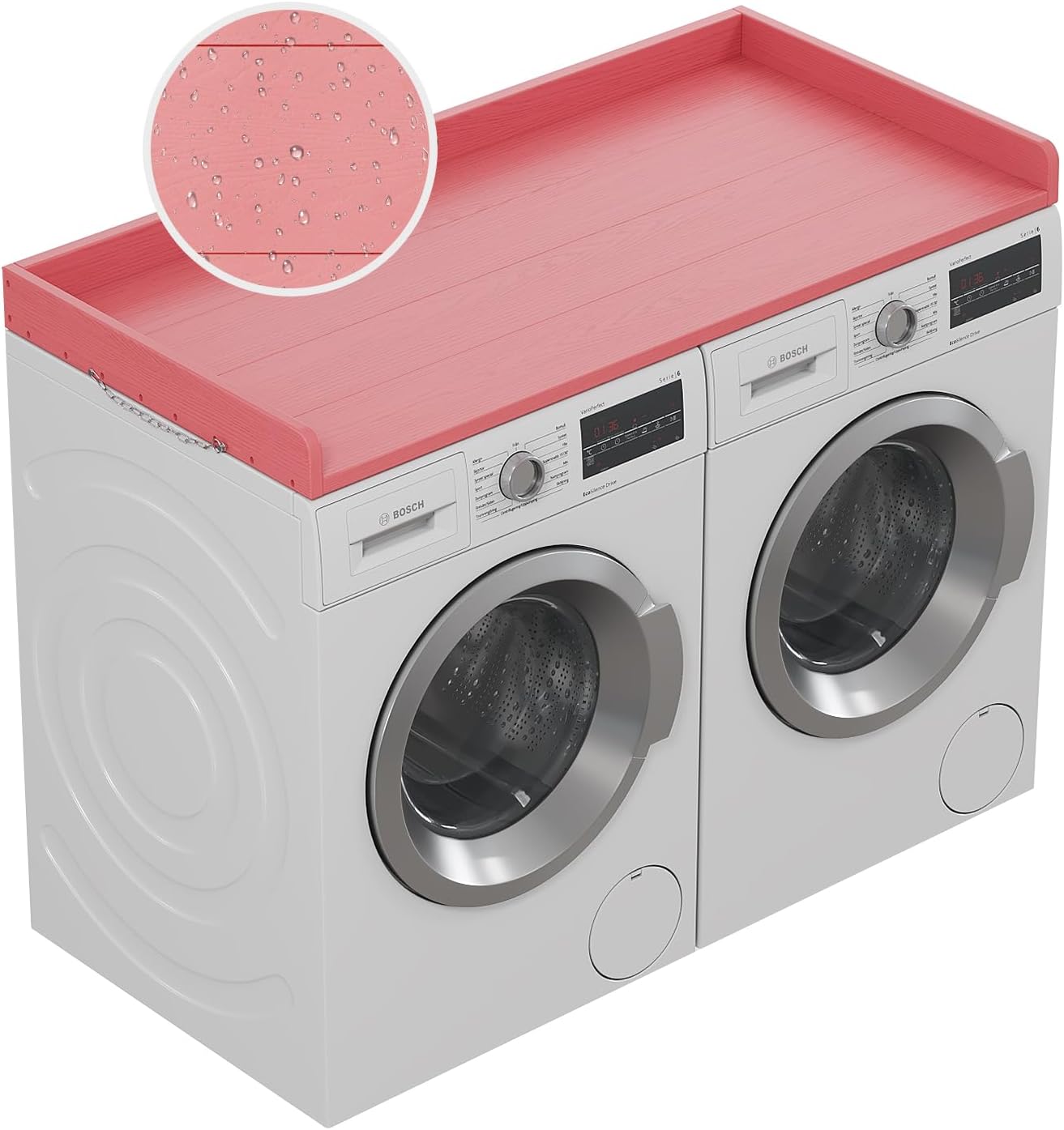 No-installation HDPE Washer Dryer Countertop Washer and Dryer Topper Covers for The Top Laundry Countertop Laundry Room Organization No Water Leakage,Pink