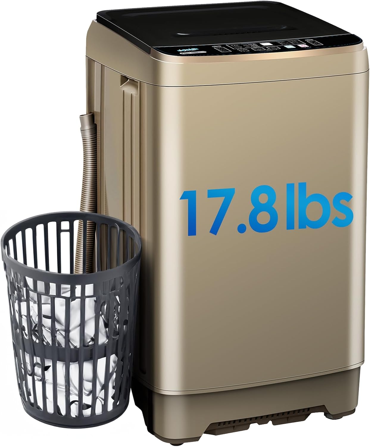 Portable Washing Machines 17.8LBS Full Automatic Clothes Washer and Spinner Combo with 10 Programs and 8 Water Levels, Compact Laundry Wash Spin Dryer for Apartment RV Dorm Home, Gold