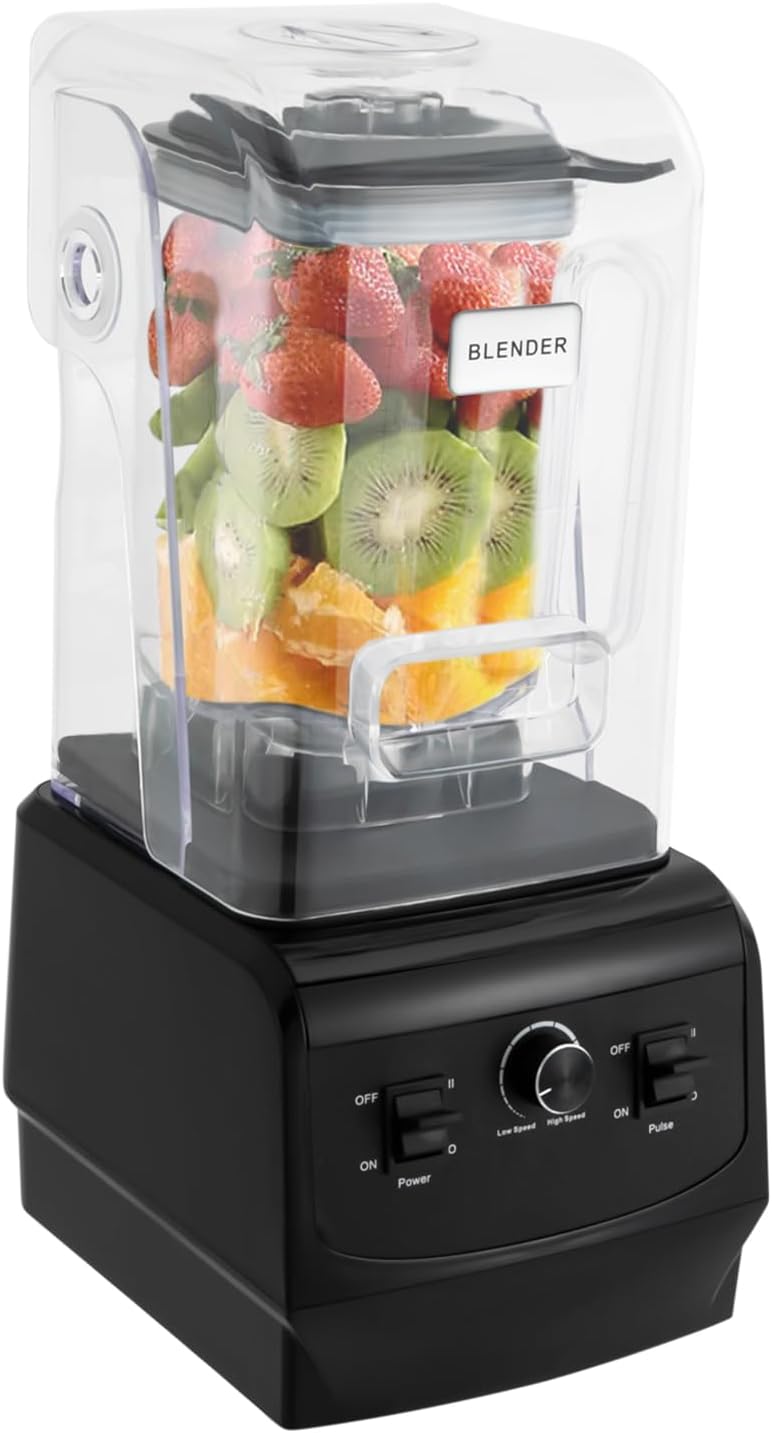 Personal Smoothies Shakes Blender,110V Commercial Food Processing Blender,74.4oz Frozen Blending with Dual Scale,Black(Key Adjustment)