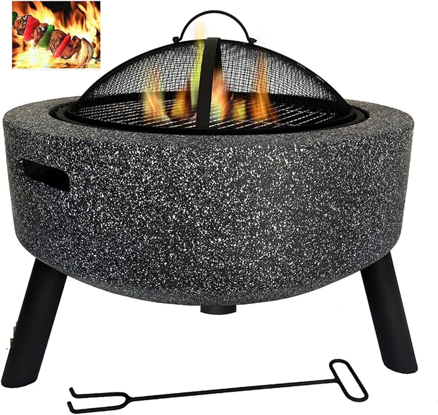 Garden Fire Pit Grill Bowl Grill Barbecue Rack Outdoor Wood Burning Fire Pit Table Top Fire Pit Outdoor Outdoor Heaters & Fire Pits with Grill Grate for Heating//Fire Bowls The Garden
