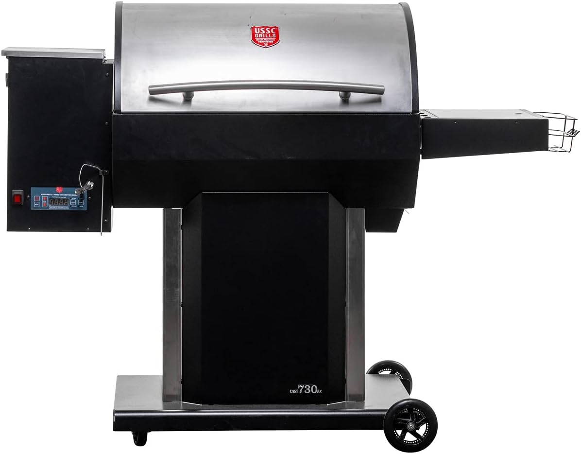 USSC Grills USG730SS Stainless Steel Wood Pellet Grill, Black