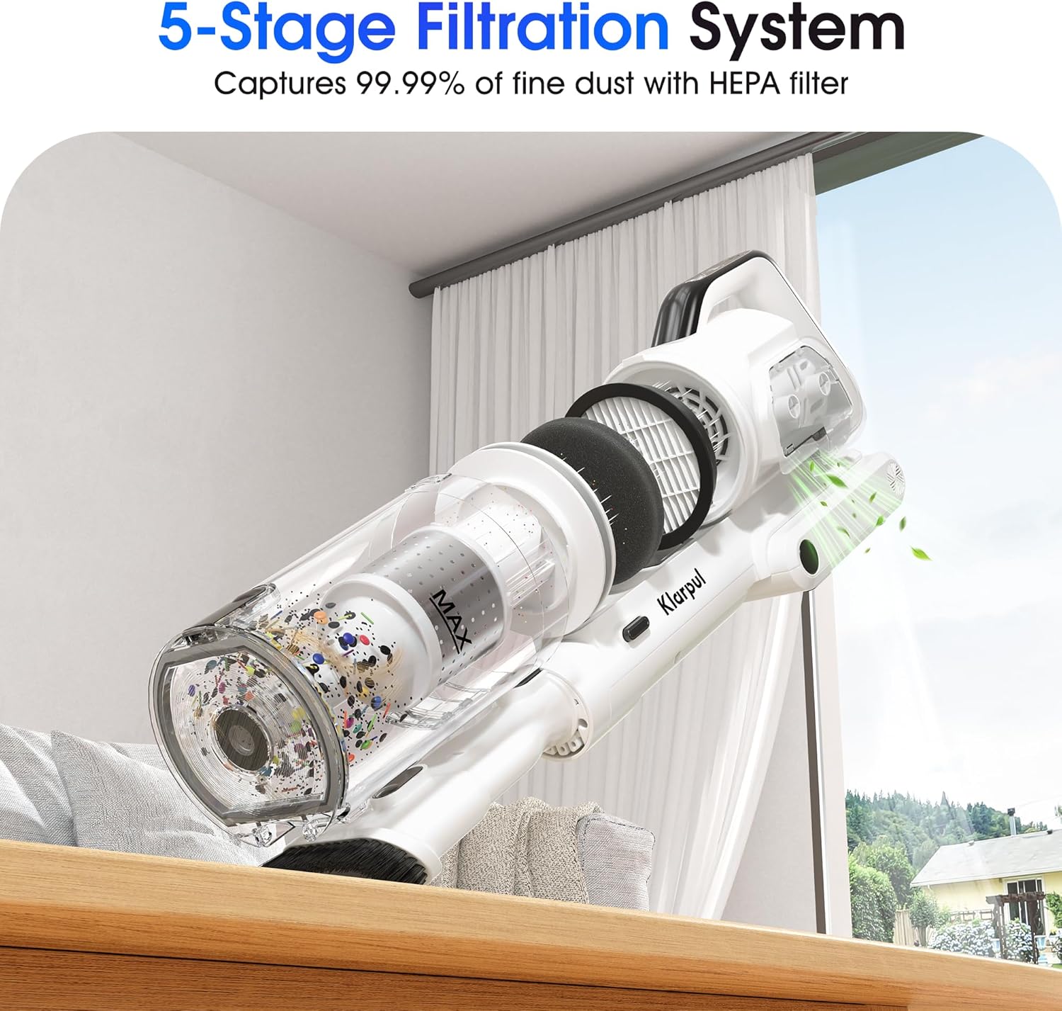 Cordless Vacuum Cleaner, 600W 50KPA 70Mins Runtime Fast Charging Vacuum Cleaner, Self-Standing LED Light Touch Screen Stick Vacuum for Home Light Weight,for Pet Hair/Carpet/Floor, White